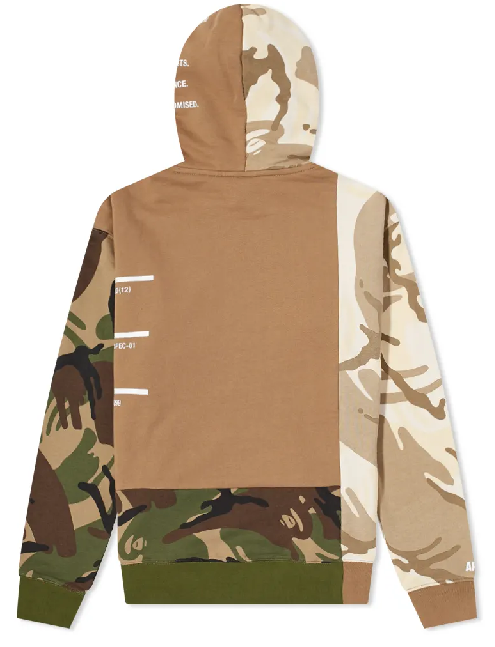AAPE Camo Panel Popover Hoody Dark Beige