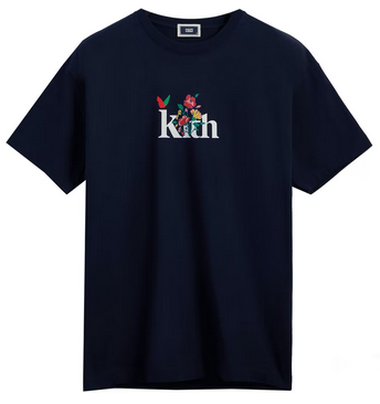 Kith Begonia Floral Serif Logo Tee Nocturnal