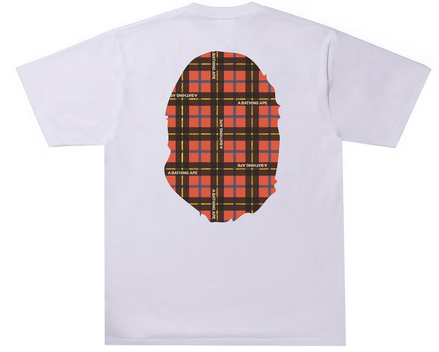 BAPE Logo Check Big Ape Head Tee White/Red