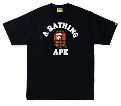 BAPE Logo Check College Tee Black/Red