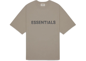 FEAR OF GOD ESSENTIALS Boxy T-Shirt Applique Logo Taupe