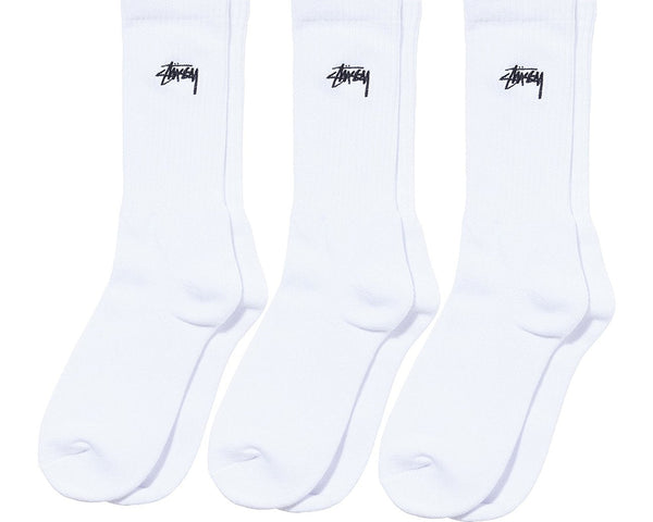 Stussy Stock Crew Socks - 3 pack White