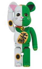 Load image into Gallery viewer, Bearbrick Maneki Neko 1000% White/Green
