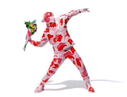 Banksy Brandalism x BAPE Flower Bomber Figure Pink