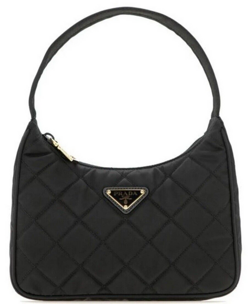 Prada Re-Editon Hobo Mini Quilted Black Nylon Shoulder Bag – Queen