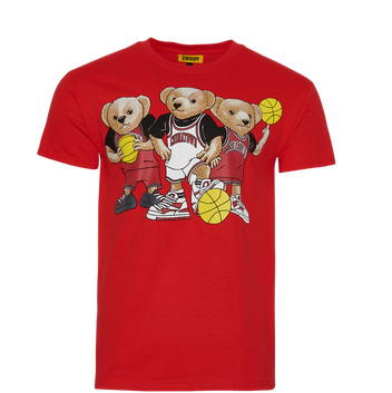 CHINATOWN MARKET Triple Threat Bear T-shirt In Red/yellow