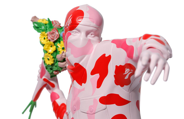 Banksy Brandalism x BAPE Flower Bomber Figure Pink