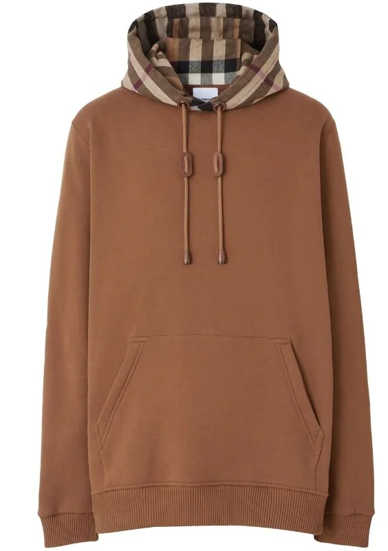 Burberry  check-hood cotton-blend hoodie