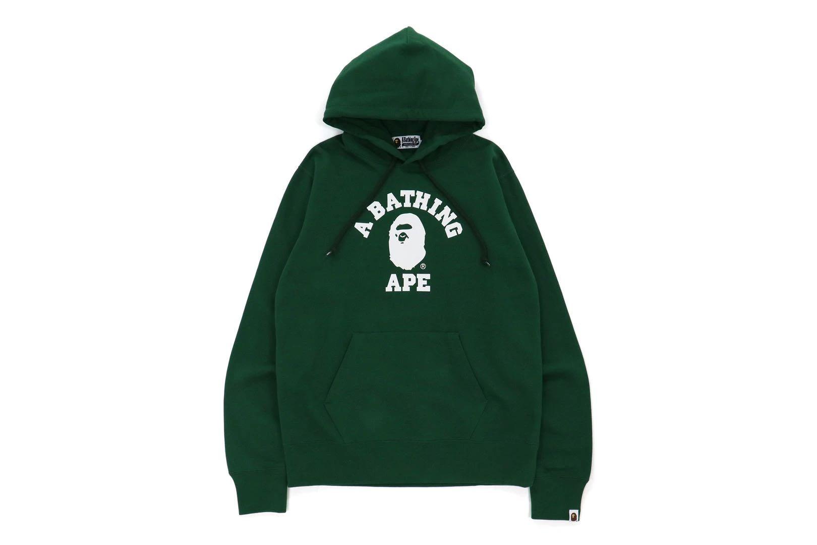 BAPE  College Pullover Hoodie Green