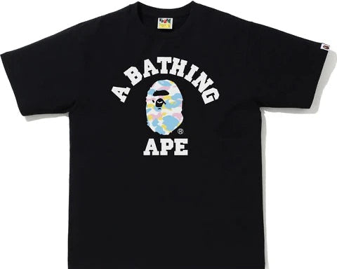 Bape New Multi Camo College Tee Black