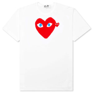 COMME DES GARCONS PLAY BLUE EYES RED HEART T-SHIRT