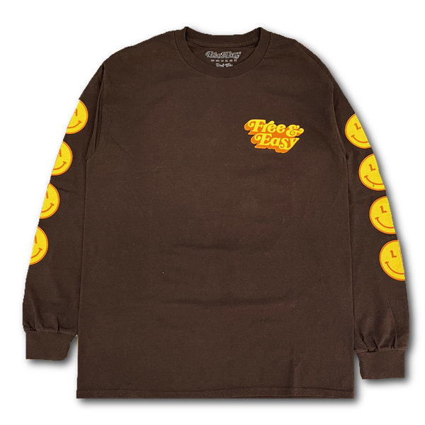 Be Happy LS Tee Brown
