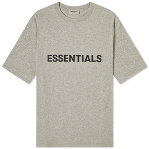 FEAR OF GOD ESSENTIALS FRONT LOGO TEE OATMEAL HEATHER