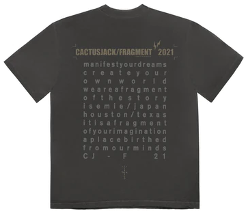 Travis Scott Cactus Jack For Fragment Create T-shirt Washed Black